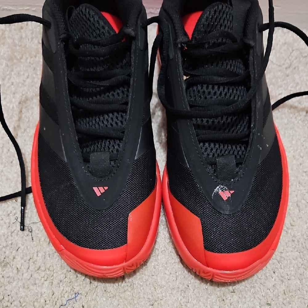 Adidas Black and Bright Red Athletic Shoes